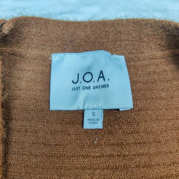 J.O.A. Just One Answer Yolanda Brown Ribbed Longline Midi Cardigan Sweater Small - Picture 8 of 13
